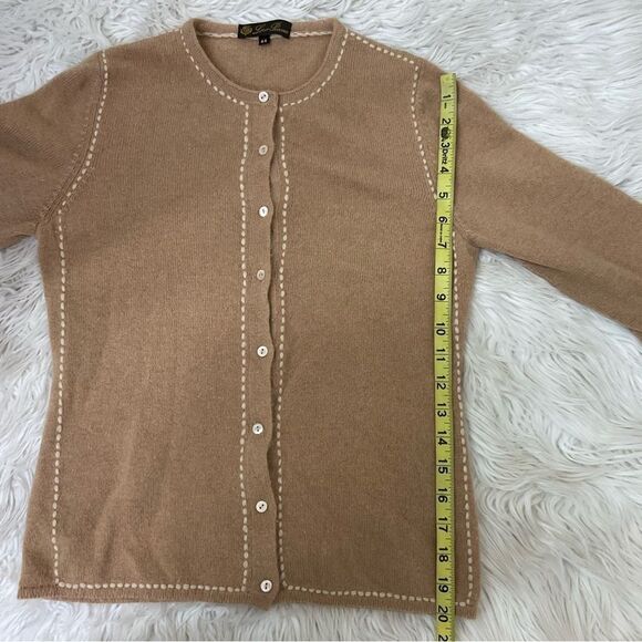 Loro Piana Set of 2 Womens Cashmere Knitted Cardigan Sweater & Top Camel Size S - Picture 13 of 13